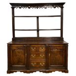 Late 18th century oak dresser and rack