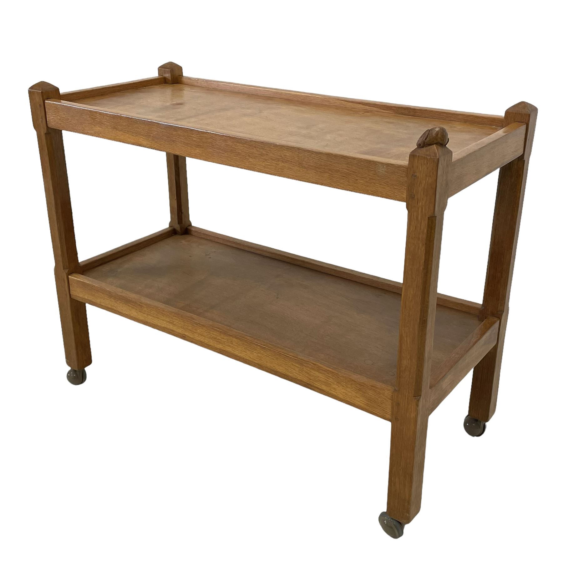 Rabbitman - adzed oak two tier trolley - Image 2 of 8