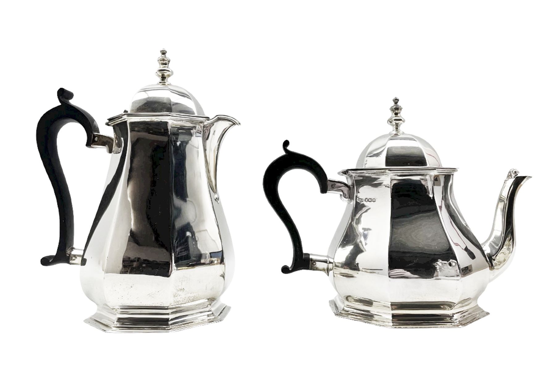 George VI six piece silver tea service comprising teapot - Image 11 of 12