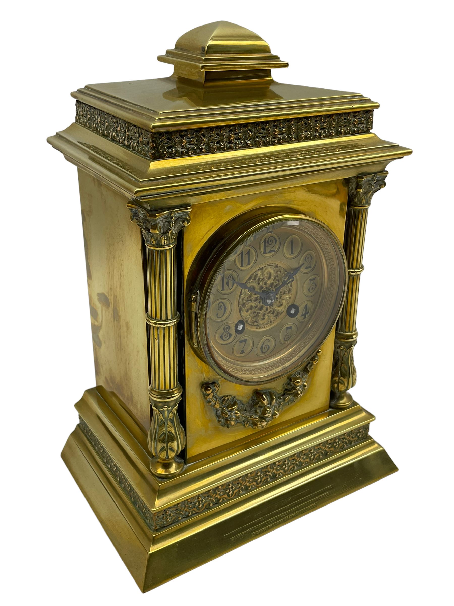Brass cased eight-day French mantle clock c 1910 - Image 2 of 9