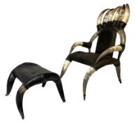 Early to mid-20th century horn armchair