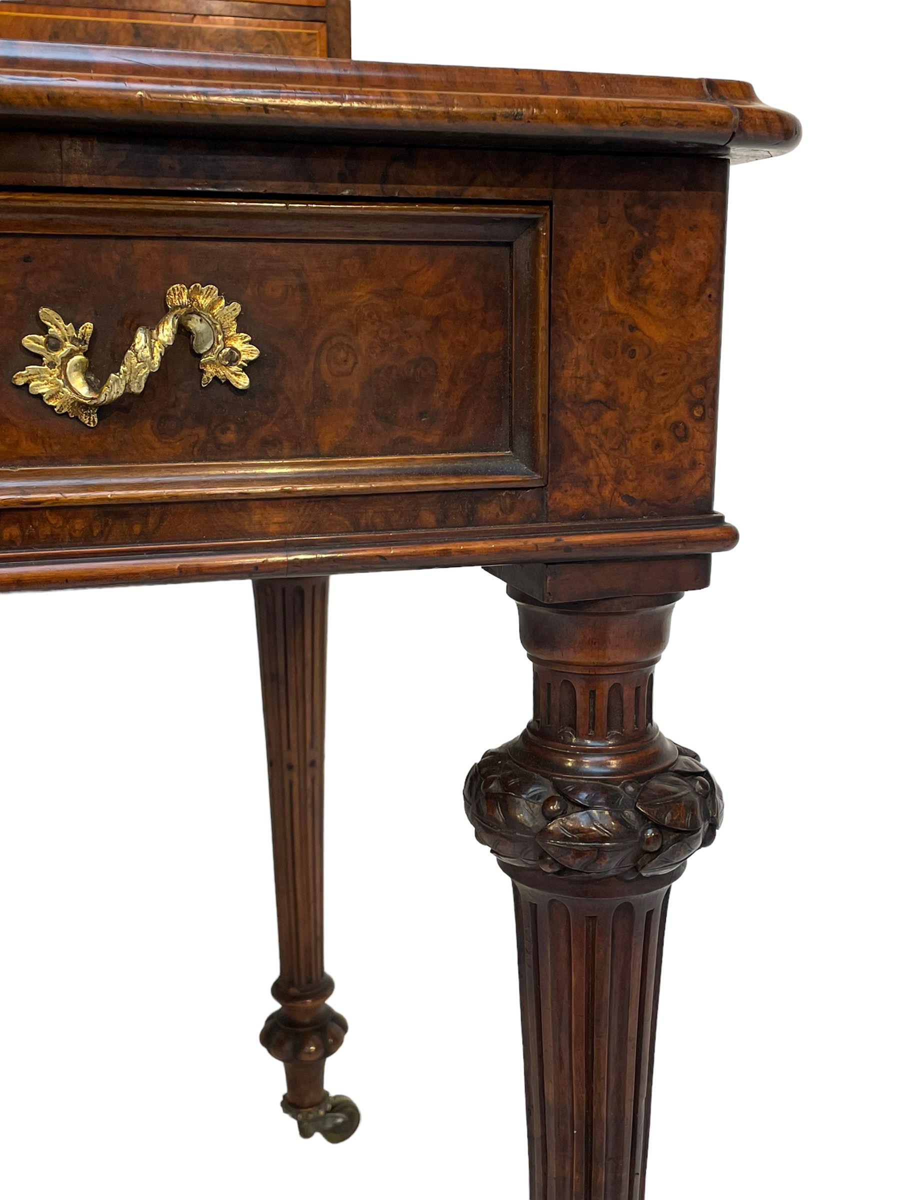 19th century figured walnut lady's writing desk or Bonheur du Jour - Image 6 of 14