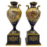 Pair of 'Vienna' porcelain urns