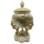 Late Victorian Grainger & Co Royal China Works Worcester reticulated pot pourri vase and cover