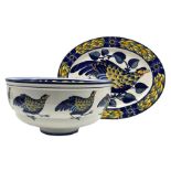 Royal Copenhagen Blue Pheasant pattern large centrepiece bowl and oval platter