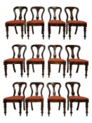 Victorian set twelve mahogany dining chairs