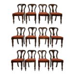 Victorian set twelve mahogany dining chairs