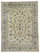 Large Persian Kashan ivory ground carpet