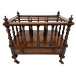 Victorian walnut and amboyna Canterbury or magazine rack