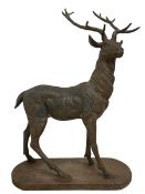 Large weathered cast iron garden stag figure