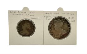Queen Anne 1707 shilling and 1708 halfcrown coins