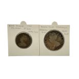 Queen Anne 1707 shilling and 1708 halfcrown coins