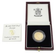 Queen Elizabeth II 1998 gold proof full sovereign coin