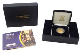 Queen Elizabeth II 2006 gold proof full sovereign coin