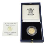 Queen Elizabeth II 1995 gold proof half sovereign coin