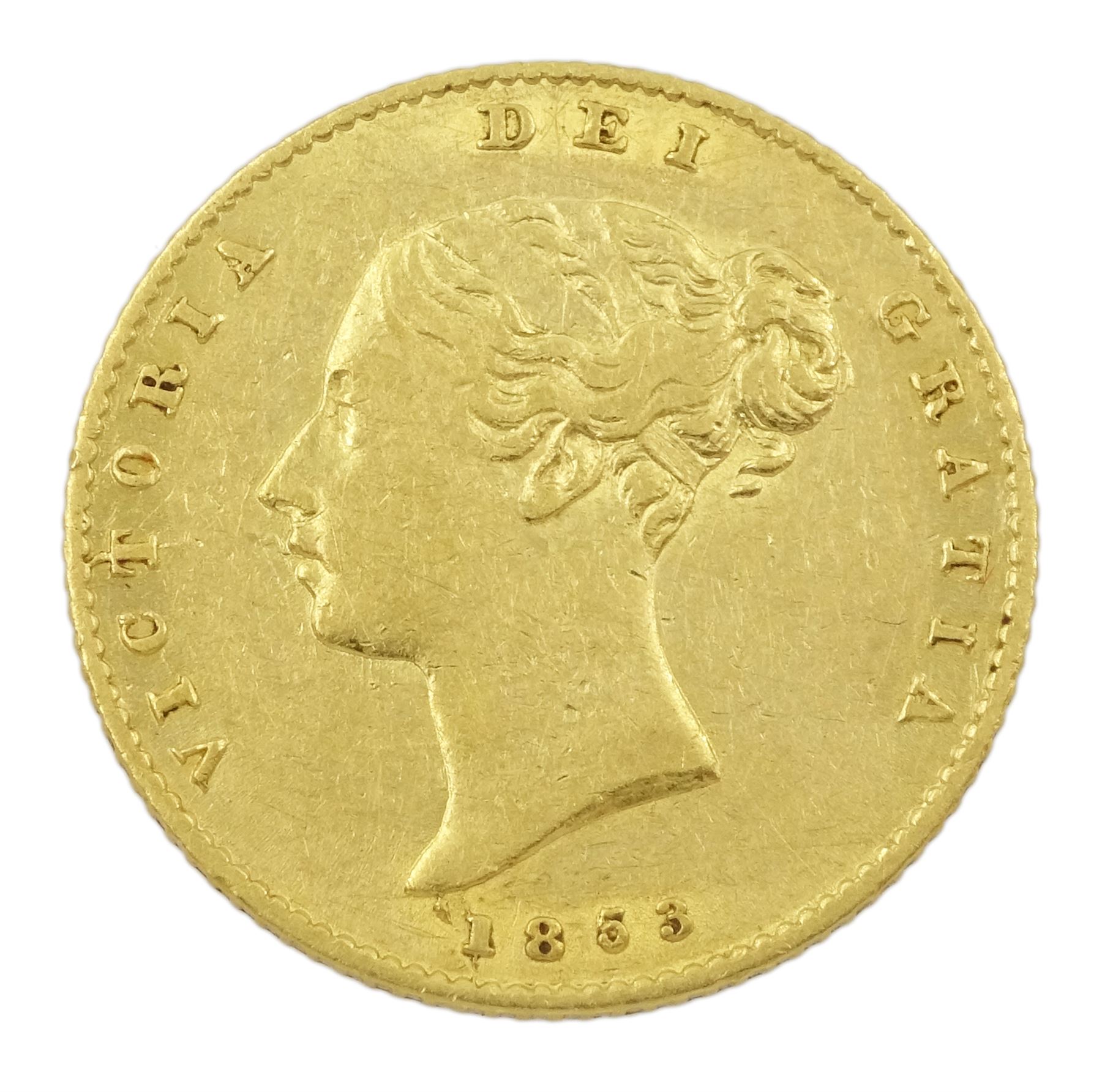 Queen Victoria 1853 gold half sovereign coin