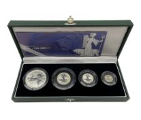 The Royal Mint United Kingdom 2001 silver proof Britannia four coin collection