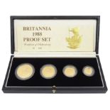 Queen Elizabeth II 1988 Britannia gold proof four coin set