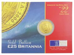 Queen Elizabeth II 2000 gold 1/4 ounce Britannia coin