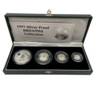 The Royal Mint United Kingdom 1997 silver proof Britannia four coin collection