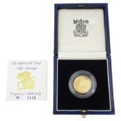 Queen Elizabeth II 1991 gold proof half sovereign coin