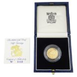 Queen Elizabeth II 1991 gold proof half sovereign coin