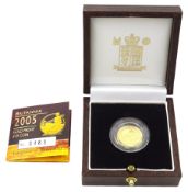 Queen Elizabeth II 2005 gold proof 1/10 ounce Britannia coin