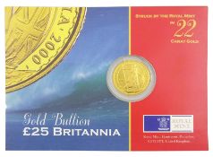 Queen Elizabeth II 2000 gold 1/4 ounce Britannia coin