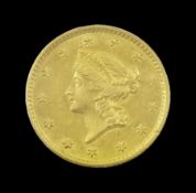 United States of America 1851 gold one dollar coin