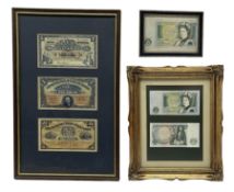 Three framed Scottish one pound notes