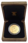 Queen Elizabeth II 1990 brilliant uncirculated gold five pound coin