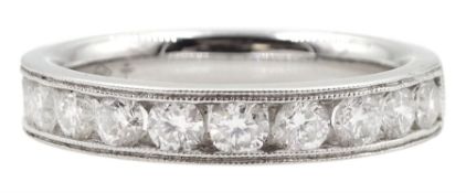 18ct white gold channel set round brilliant cut diamond half eternity ring