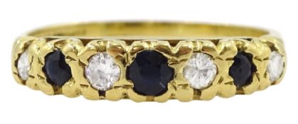 18ct gold seven stone sapphire and diamond ring