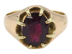 18ct gold single stone oval cut garnet ring