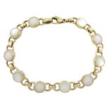 9ct gold circular mother of pearl link bracelet