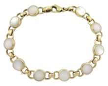 9ct gold circular mother of pearl link bracelet