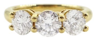 18ct gold three stone round brilliant cut diamond ring