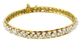 22ct gold pearl openwork bangle