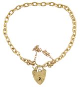 9ct gold cable link bracelet with heart locket clasp by Georg Jensen