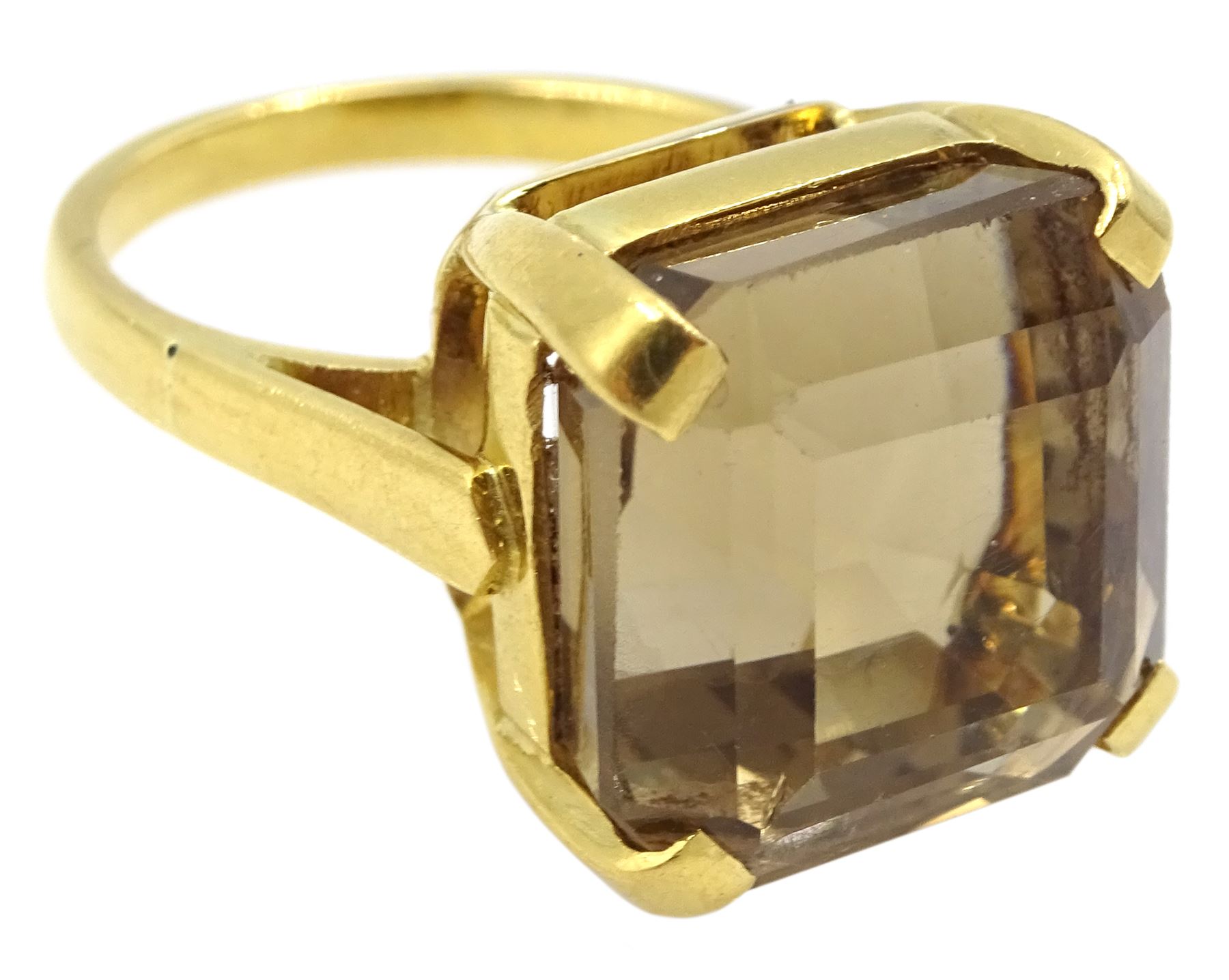 21ct gold square cut smoky quartz ring - Image 3 of 4