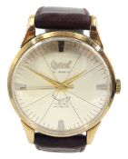 Ogival gentleman's 9ct gold manual wind 21 jewels wristwatch