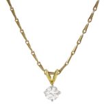 18ct gold single stone round brilliant cut diamond pendant necklace
