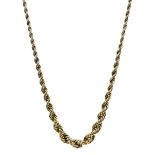 Gold graduating rope twist design necklace