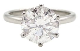 Platinum single stone round brilliant cut diamond ring