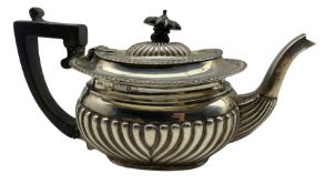 Late Victorian silver teapot with gadrooned edge