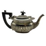 Late Victorian silver teapot with gadrooned edge