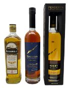 Three bottles of Whisky comprising Penderyn Single Malt Welsh Whisky