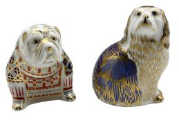 Two Royal Crown Derby paperweights comprising King Charles Spaniel and Bulldog