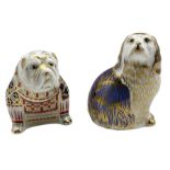 Two Royal Crown Derby paperweights comprising King Charles Spaniel and Bulldog