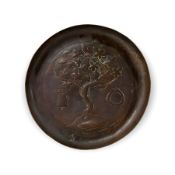 Keswick School of Industrial Arts small copper circular pin dish decorated with the emblems of St. K